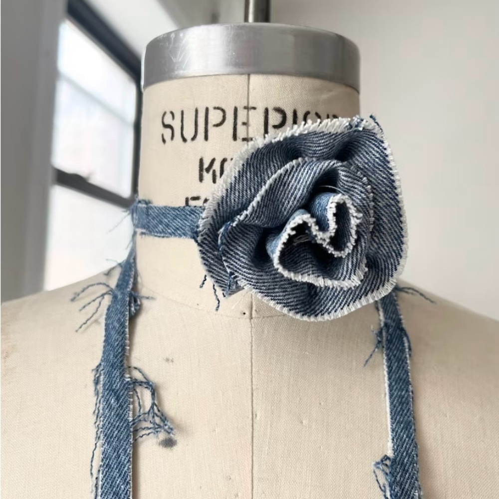 Denim Rose Choker